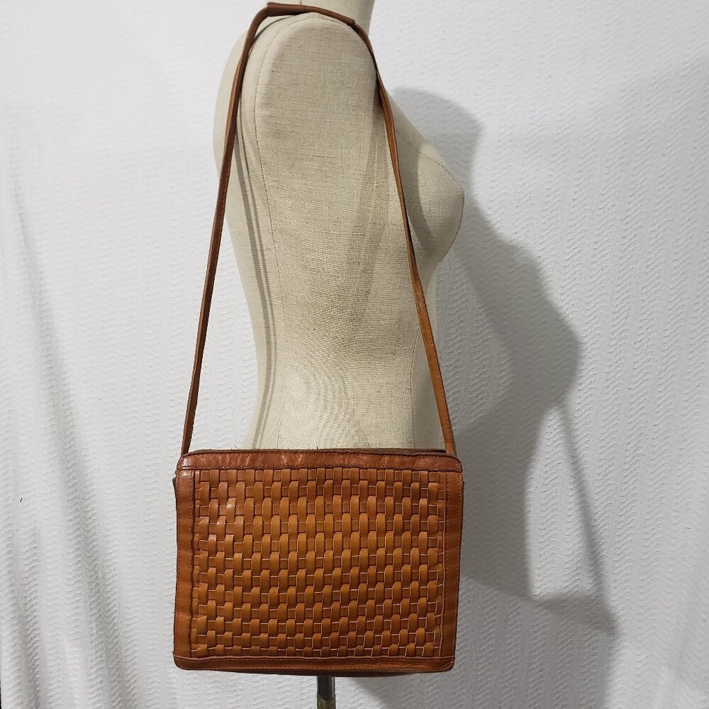 Contessa Vtg Genuine Brown Leather Shoulder Bag Purse